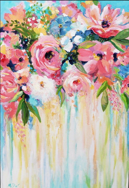 Wild Pink Flowers Original by Michelle Dini