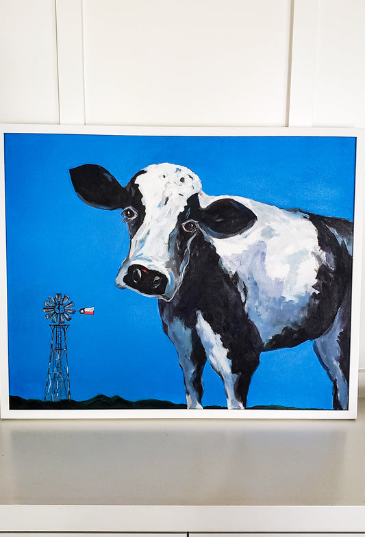 Blue Texas Cow Original by Michelle Dini